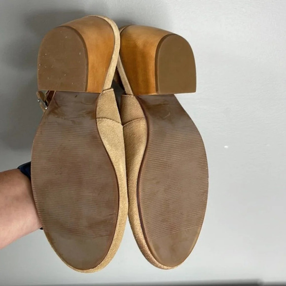 LATIGO Anthropologie Simon Suede Slingback Bootie Tan Closed-Toe Wood Size 10 - Picture 9 of 13